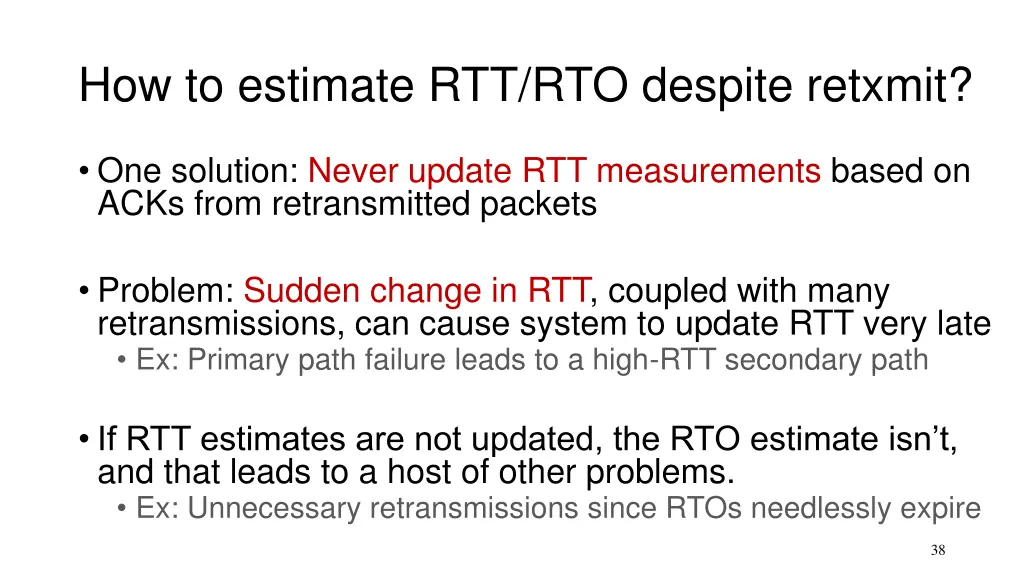 how to estimate rtt rto despite retxmit