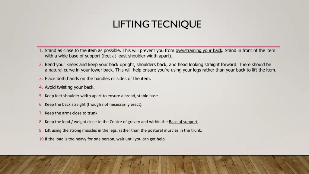 lifting tecnique