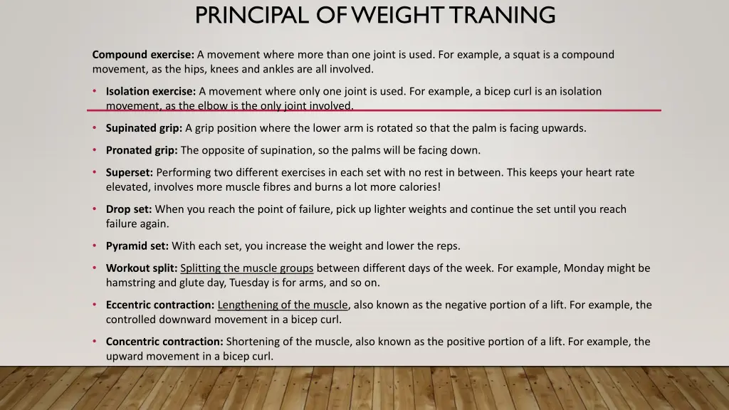 principal of weight traning