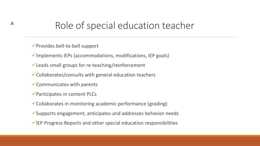 role of special education teacher