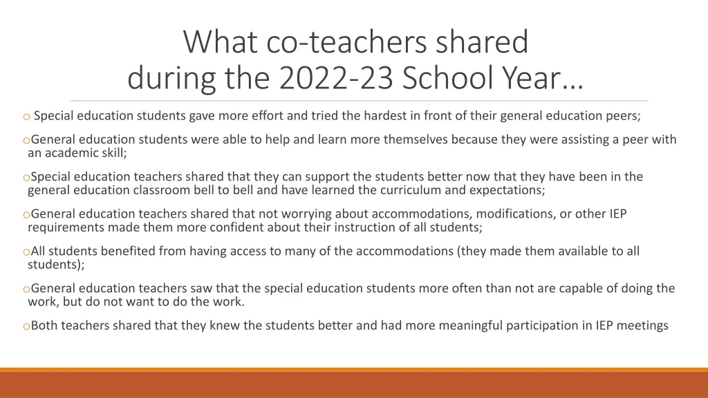 what co teachers shared during the 2022 23 school 1