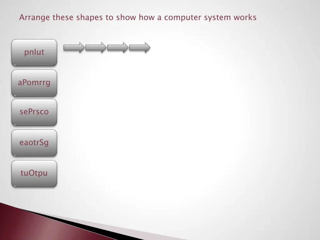 arrange these shapes to show how a computer
