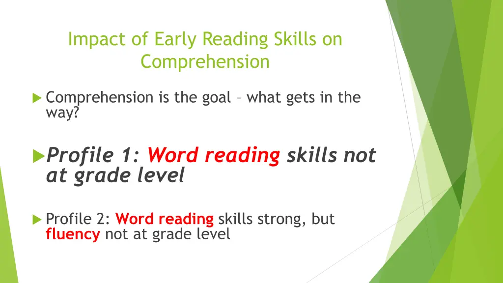 impact of early reading skills on comprehension