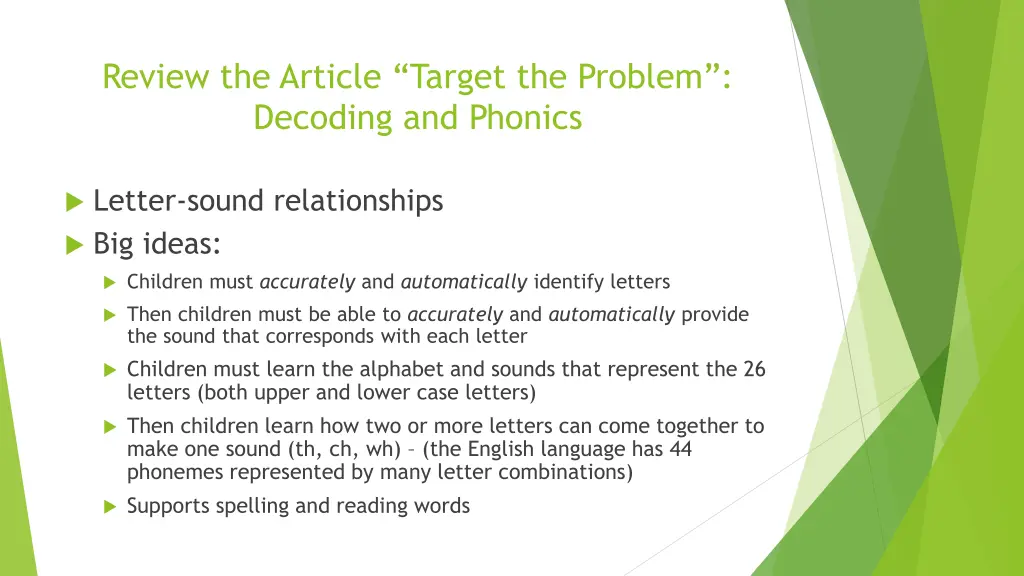 review the article target the problem decoding