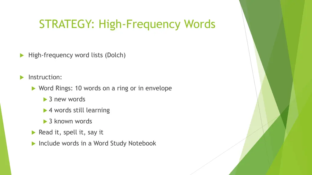 strategy high frequency words