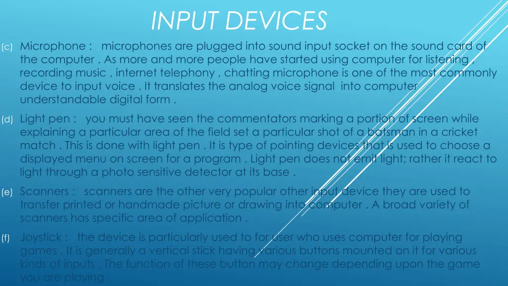 input devices 1