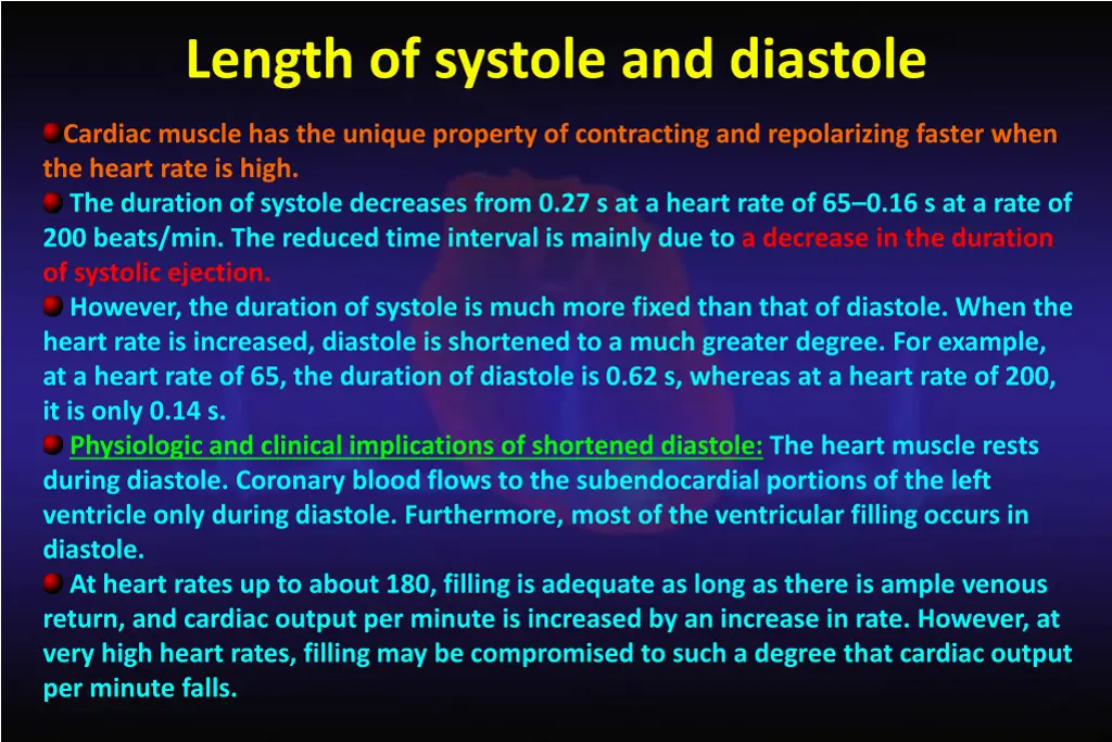 length of systole and diastole