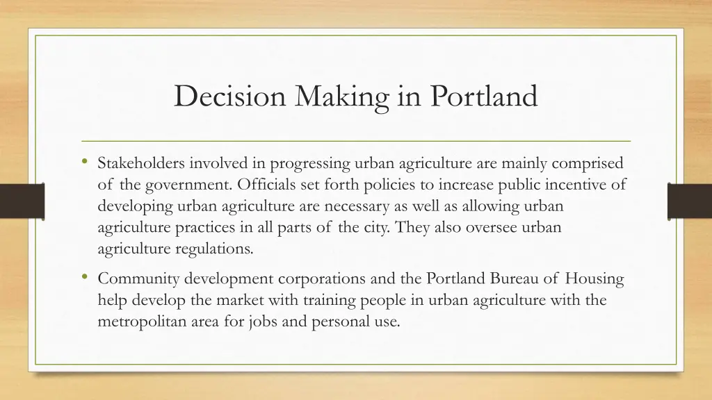 decision making in portland