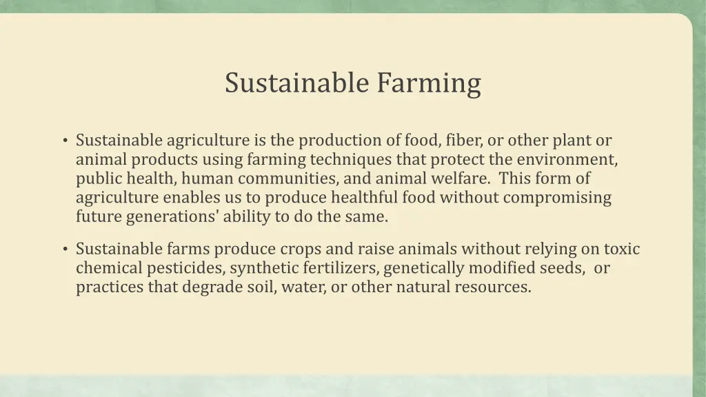 sustainable farming