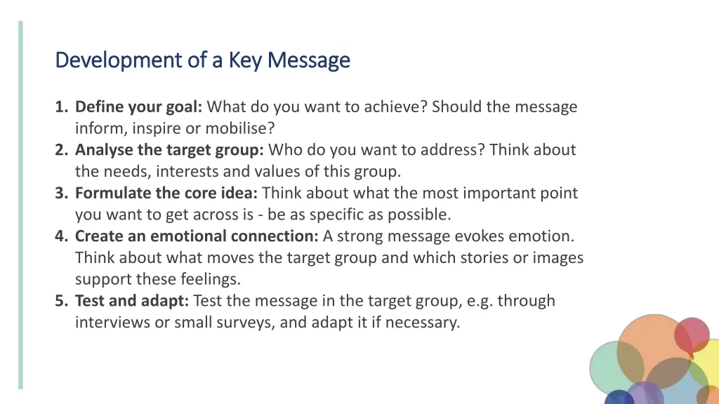development of a development of a key message