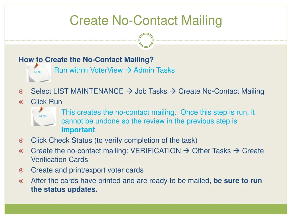 create no contact mailing