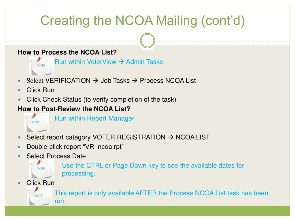 creating the ncoa mailing cont d