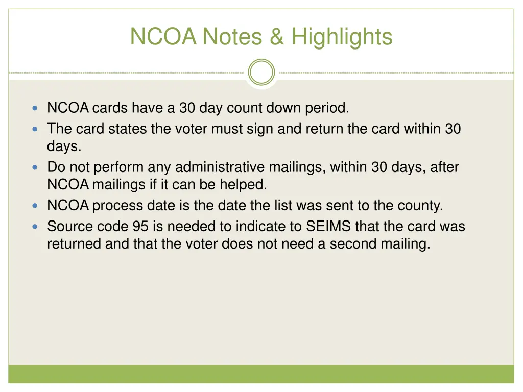 ncoa notes highlights