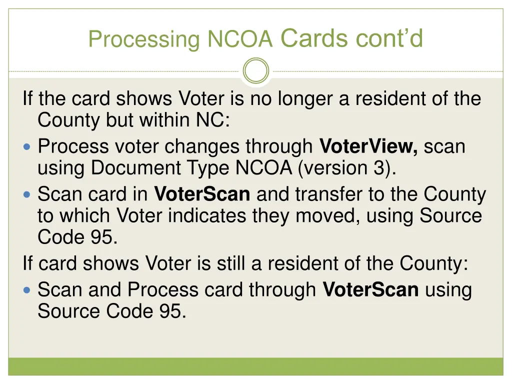 processing ncoa cards cont d