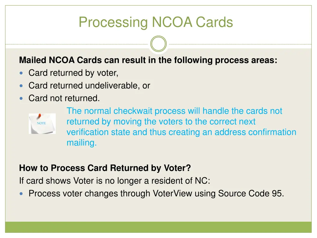 processing ncoa cards