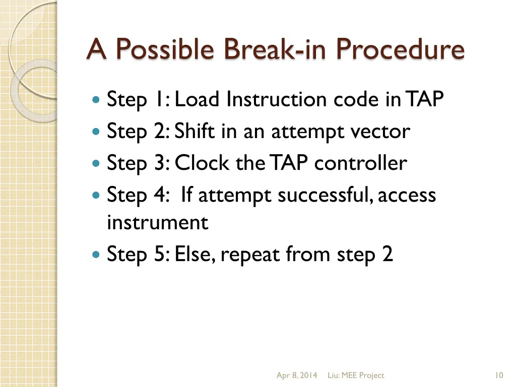 a possible break in procedure