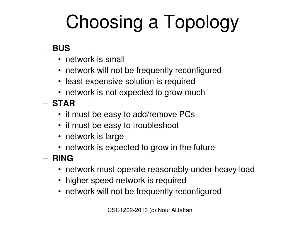 choosing a topology