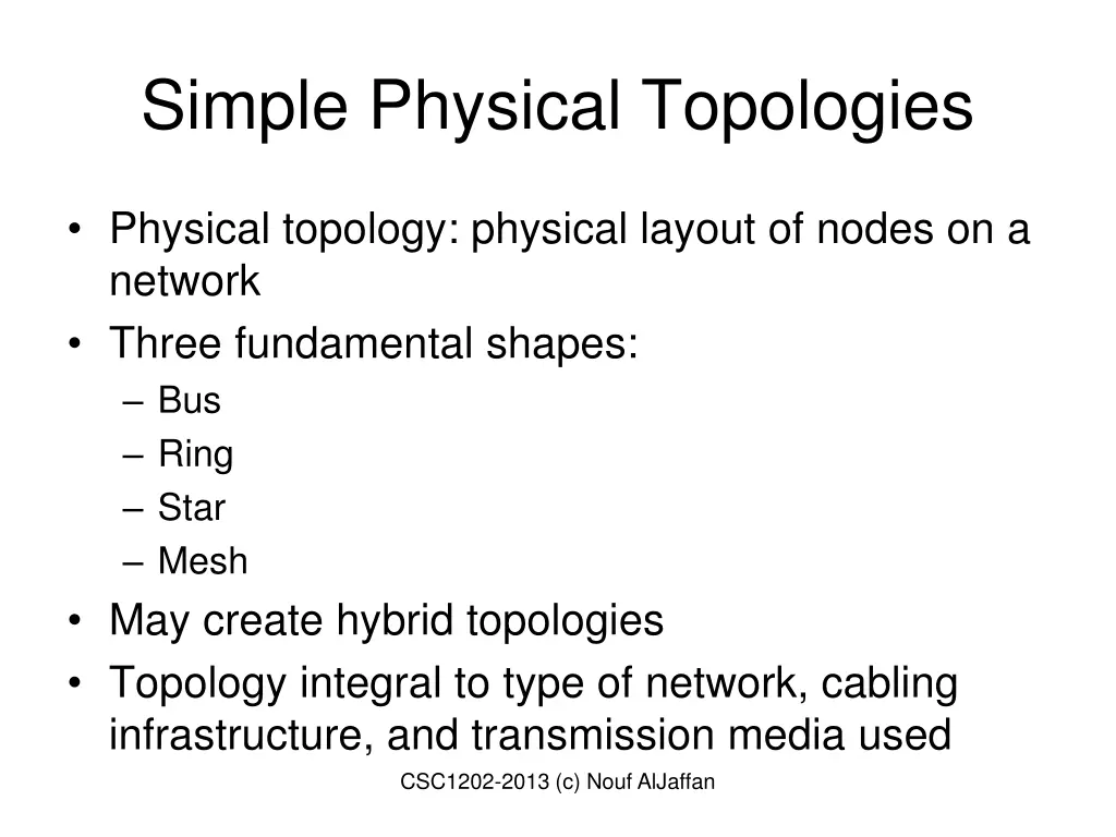 simple physical topologies