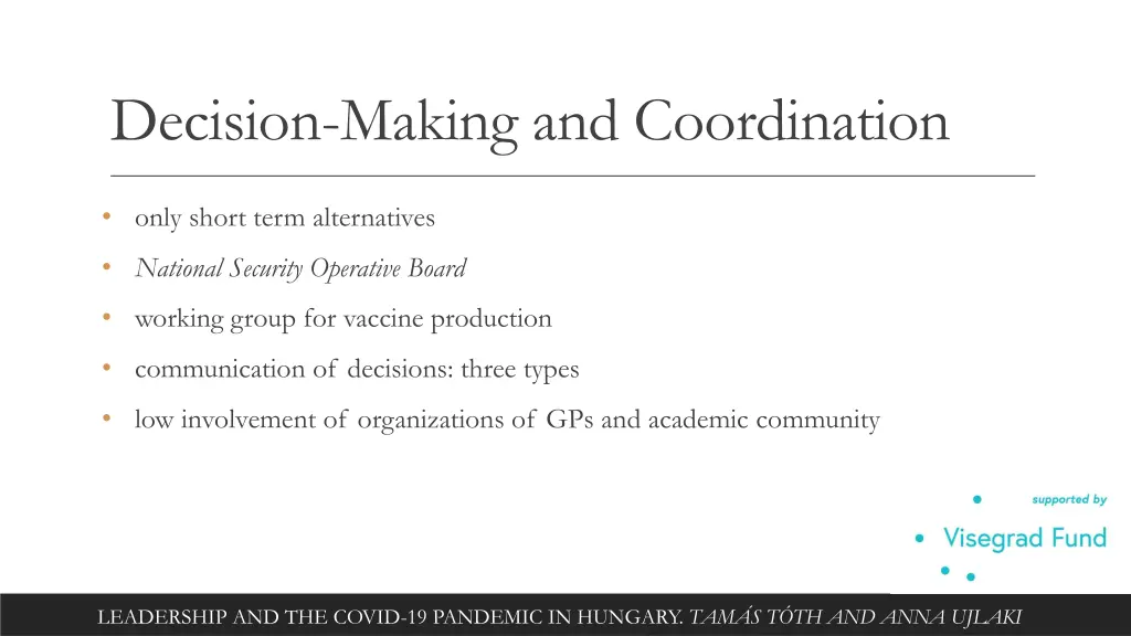 decision making and coordination