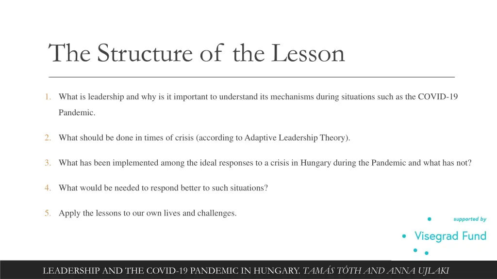 the structure of the lesson