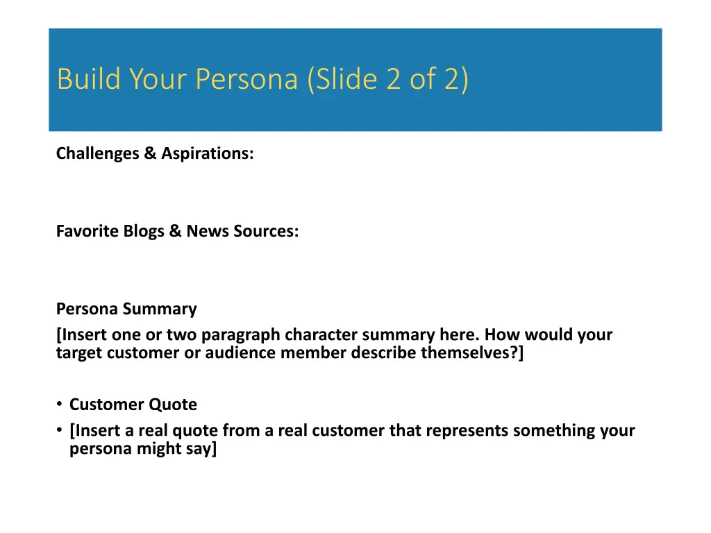 build your persona slide 2 of 2