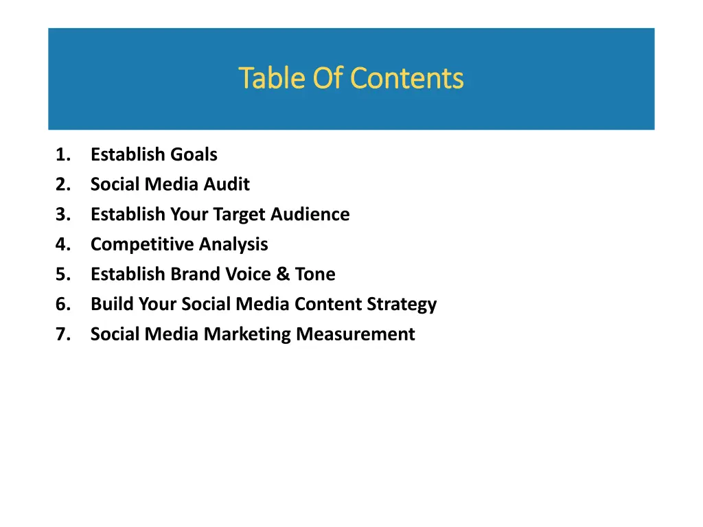 table of contents table of contents