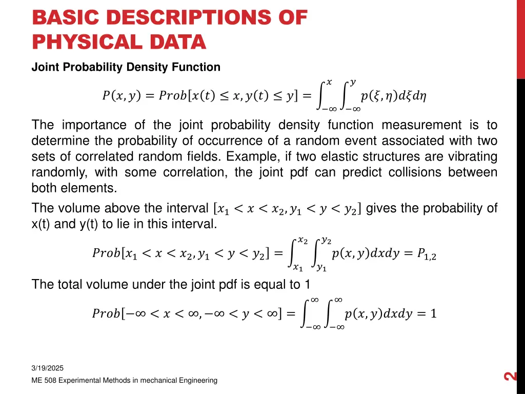 basic descriptions of physical data joint 1