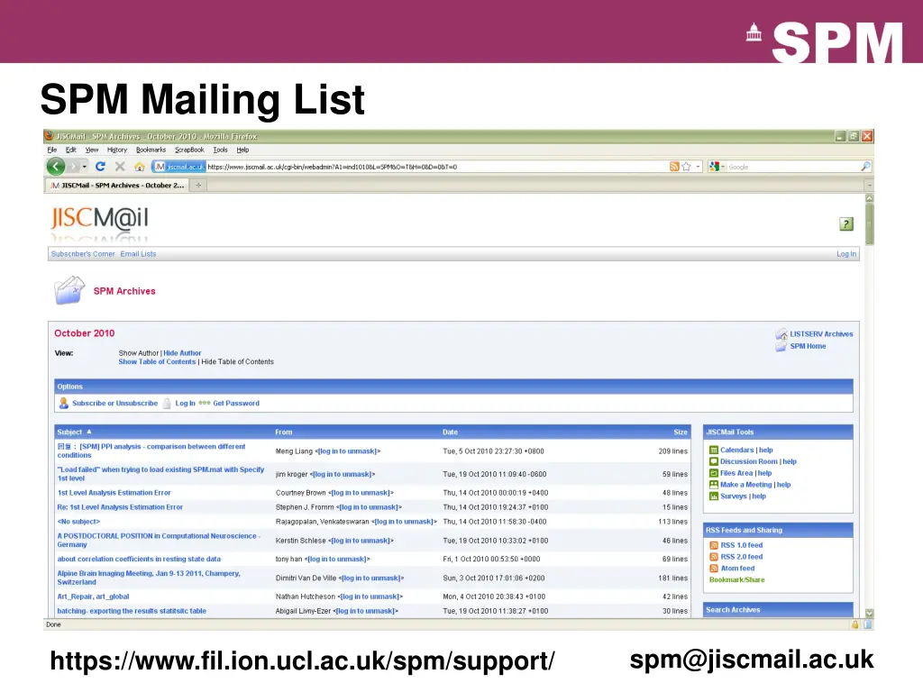 spm mailing list