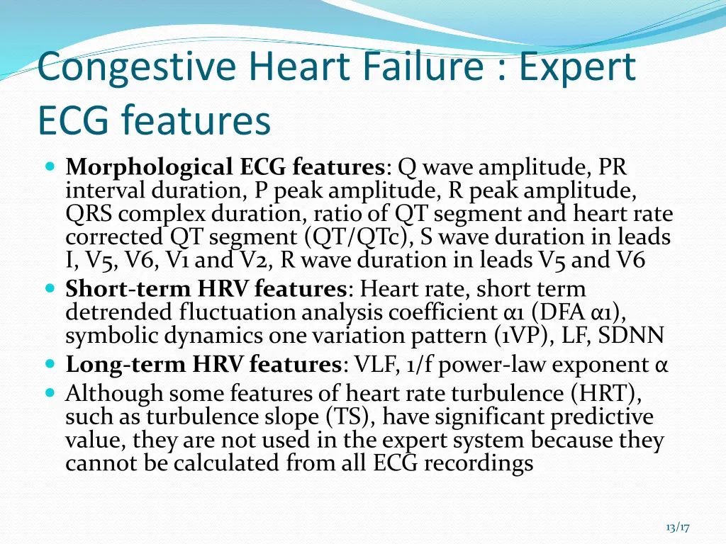 congestive heart failure expert ecg features