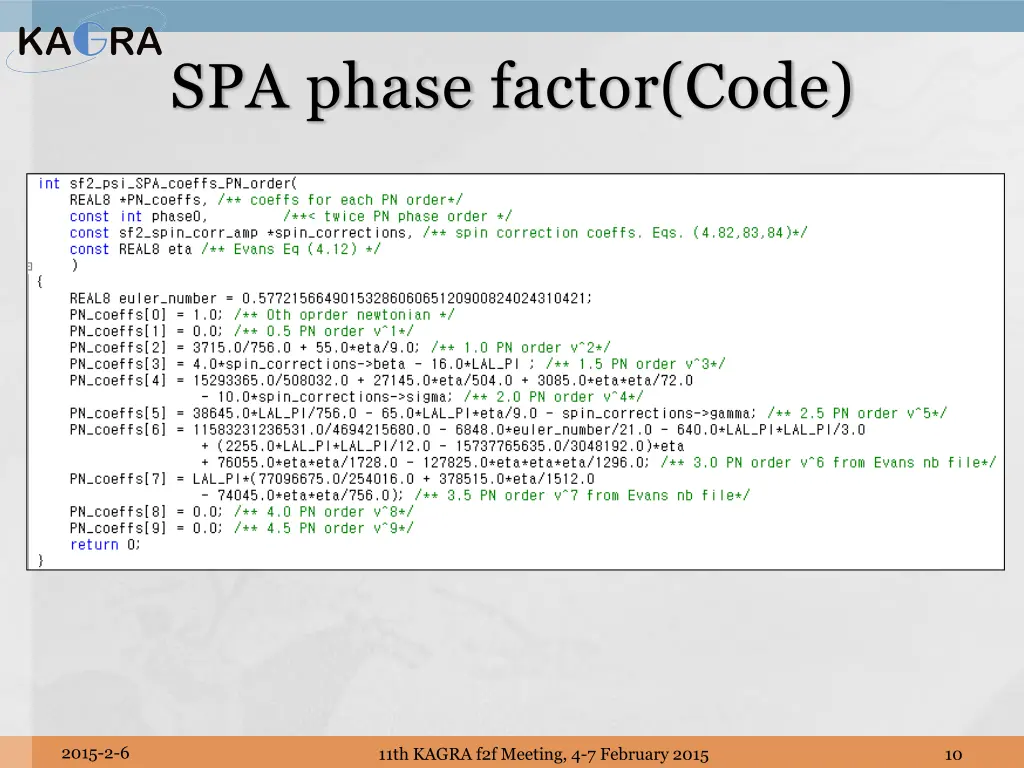 spa phase factor code