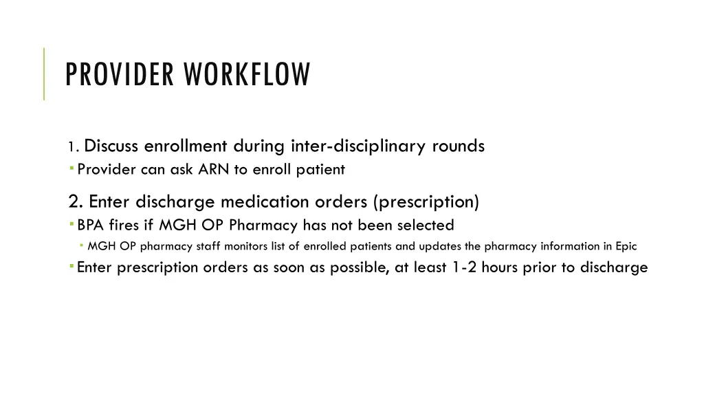 provider workflow