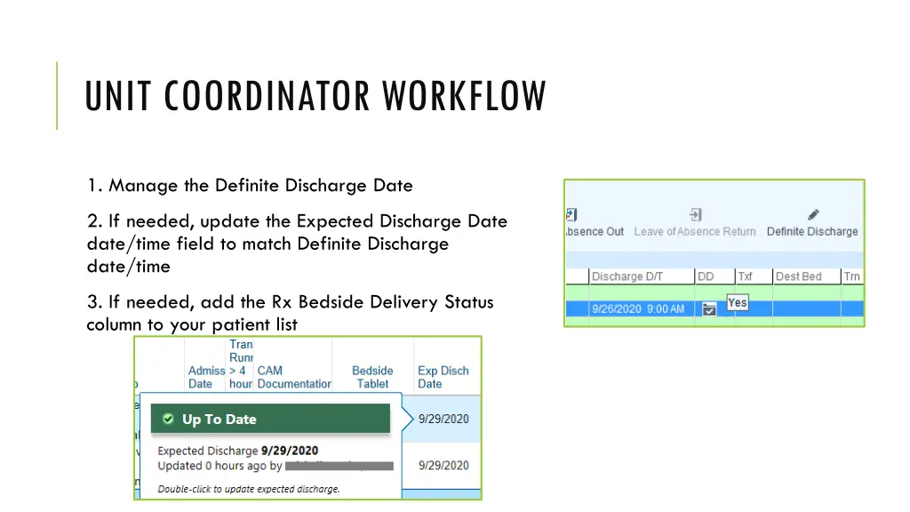 unit coordinator workflow