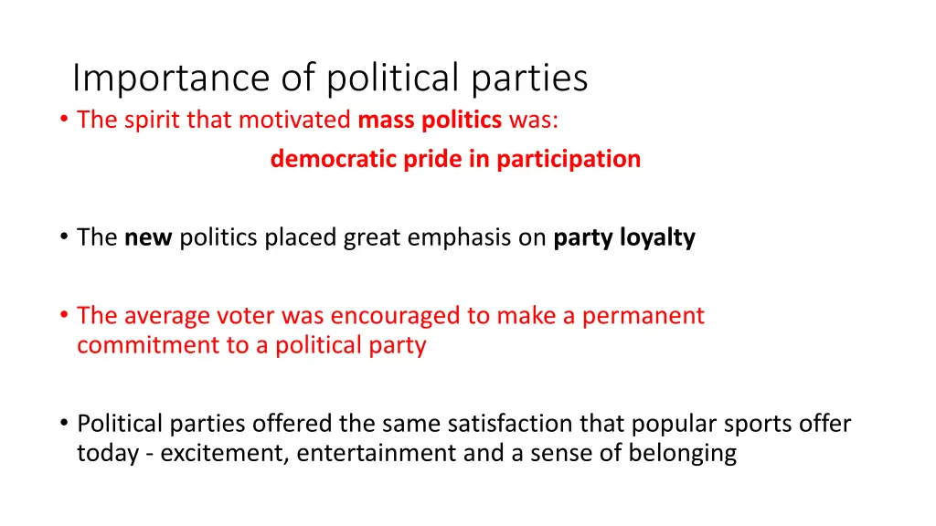 importance of political parties the spirit that