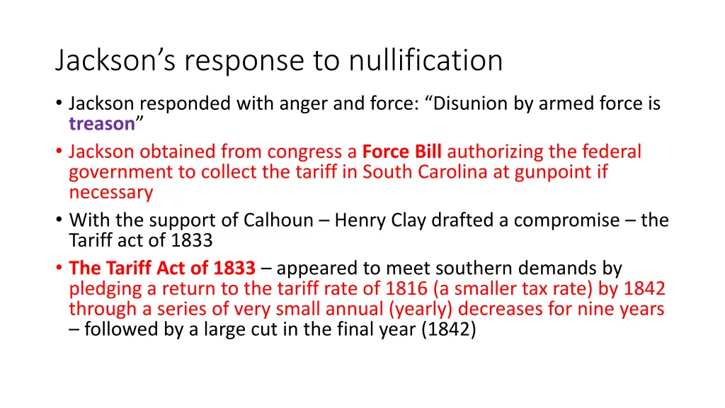 jackson s response to nullification