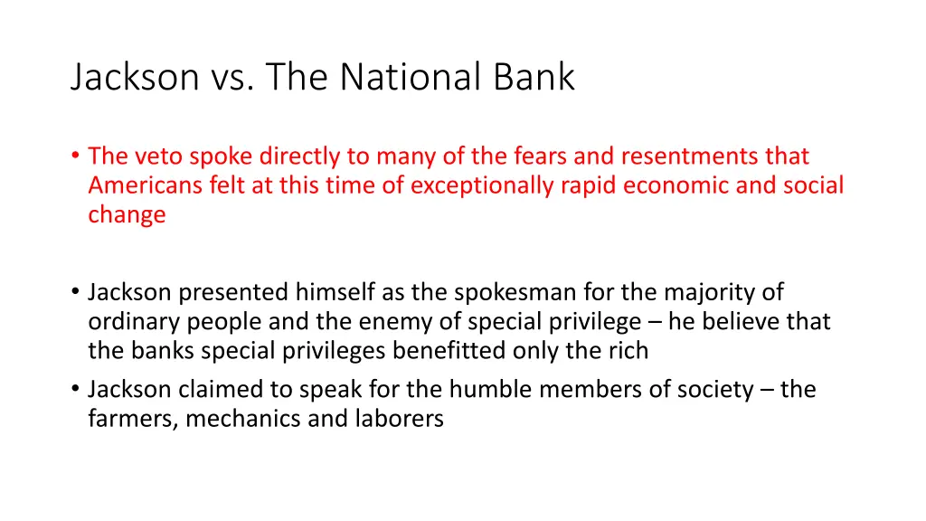 jackson vs the national bank