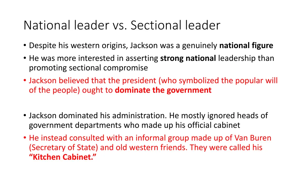 national leader vs sectional leader