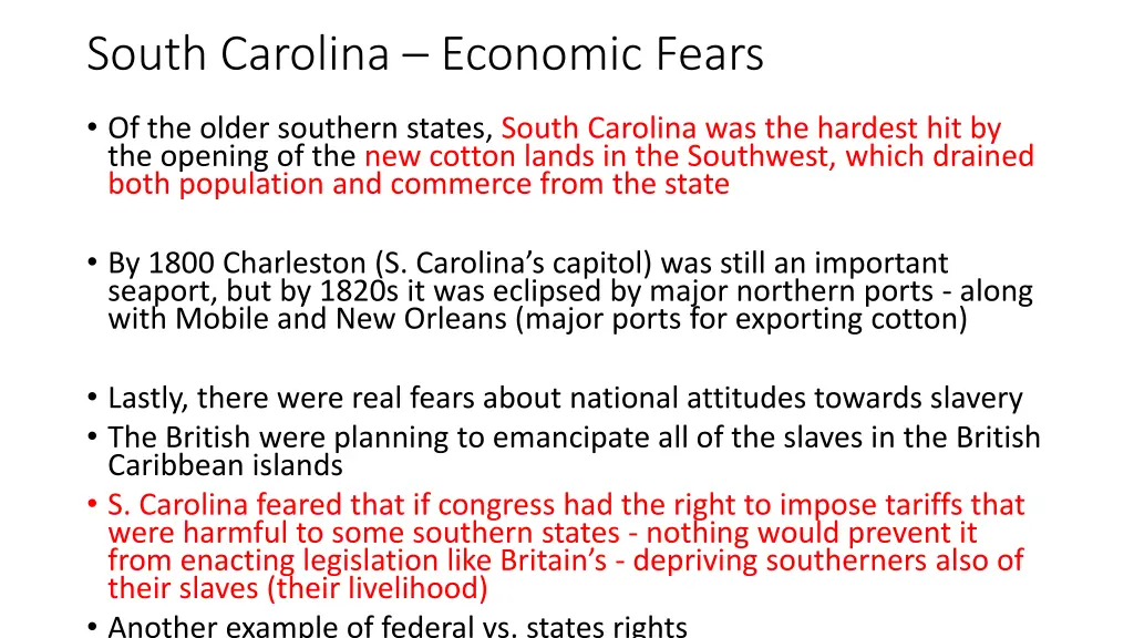 south carolina economic fears
