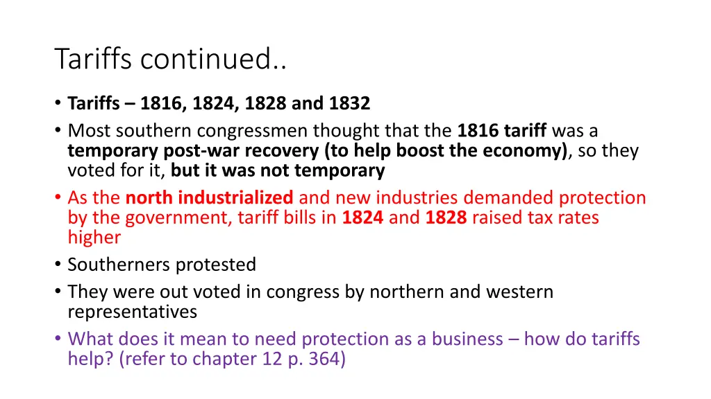 tariffs continued