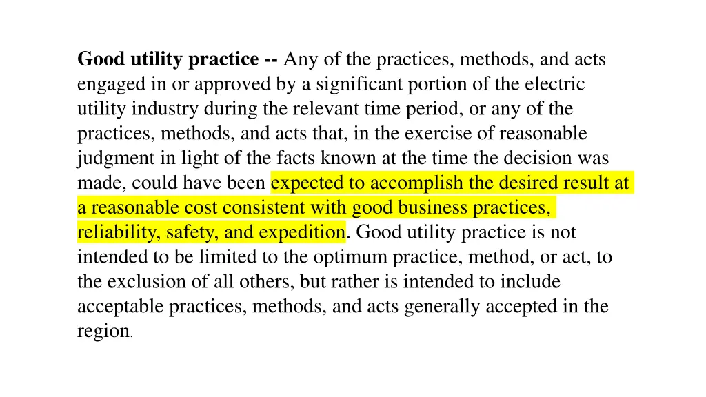 good utility practice any of the practices