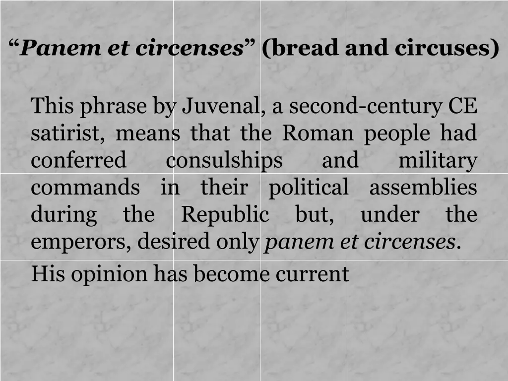 panem et circenses bread and circuses