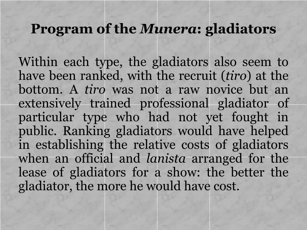 program of the munera gladiators 1