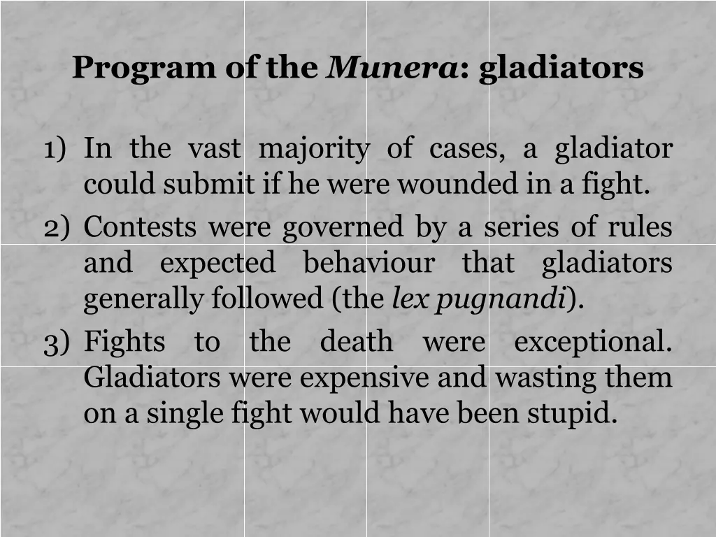 program of the munera gladiators 3
