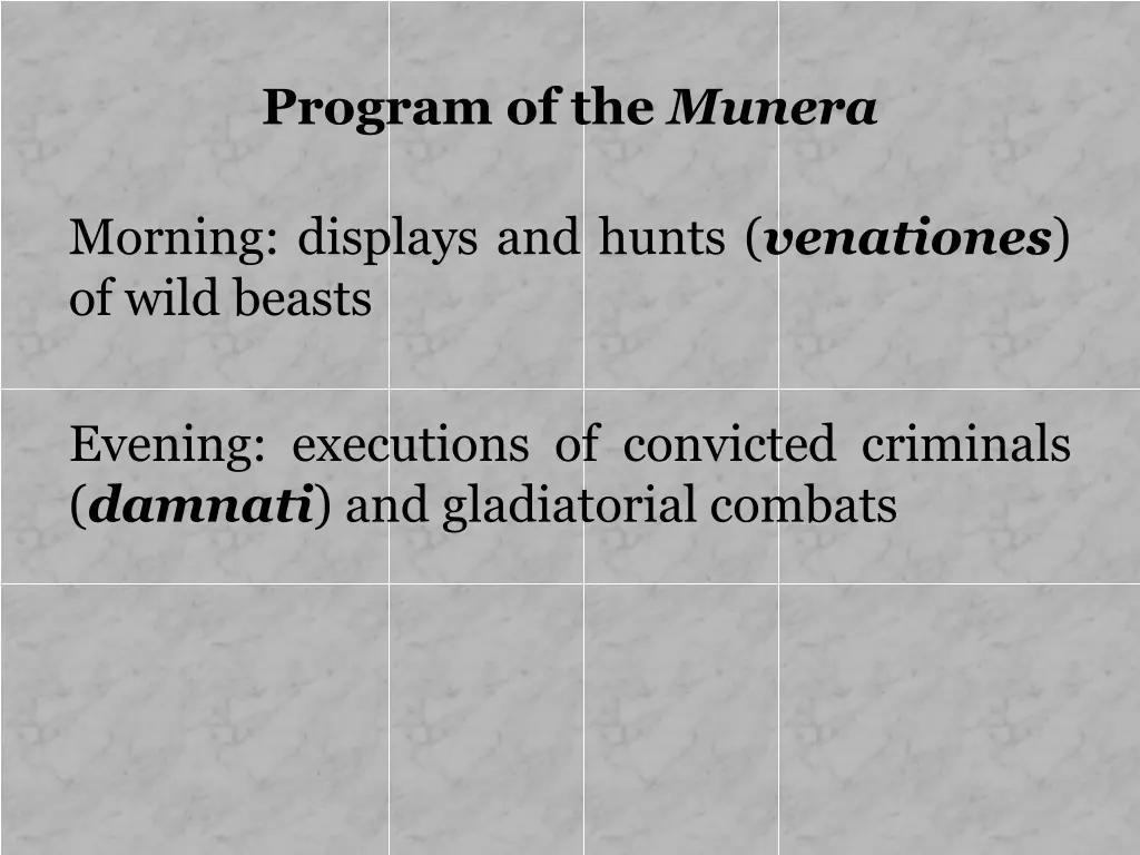 program of the munera