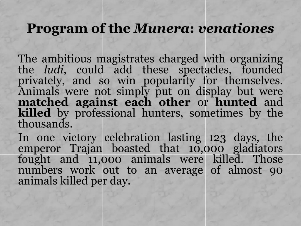 program of the munera venationes