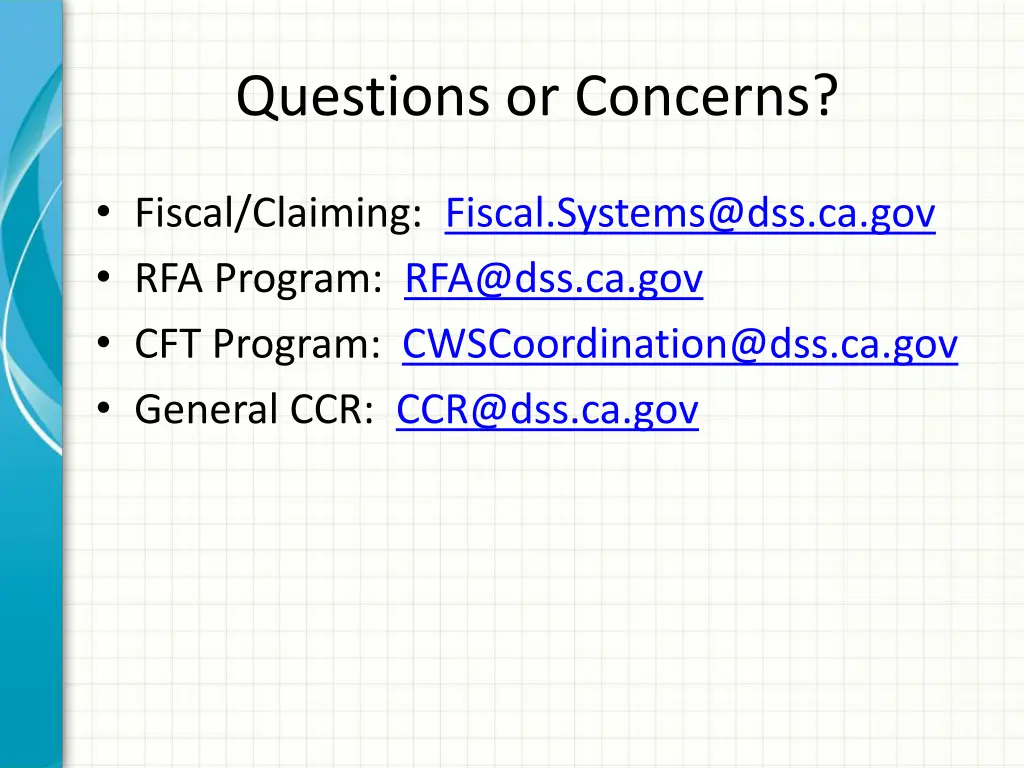 questions or concerns