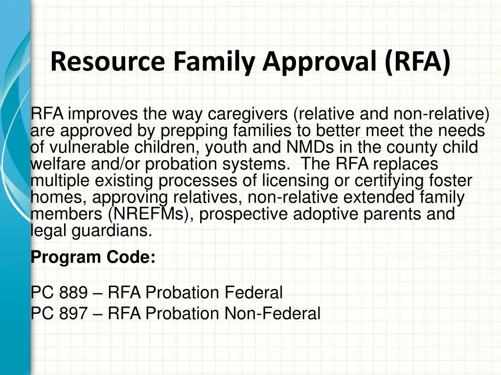resource family approval rfa