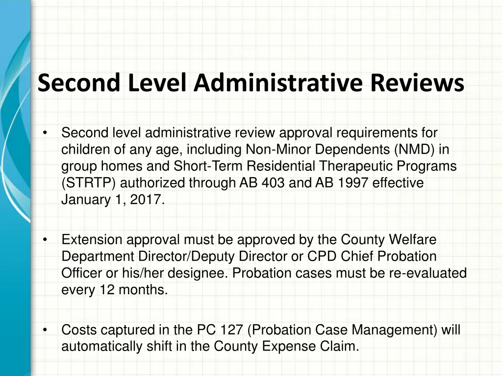second level administrative reviews