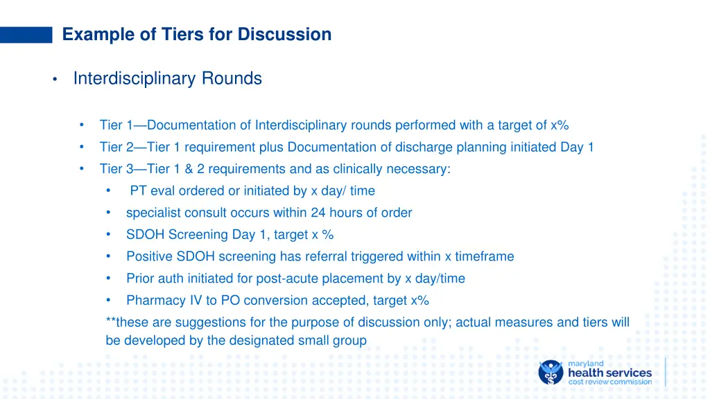 example of tiers for discussion