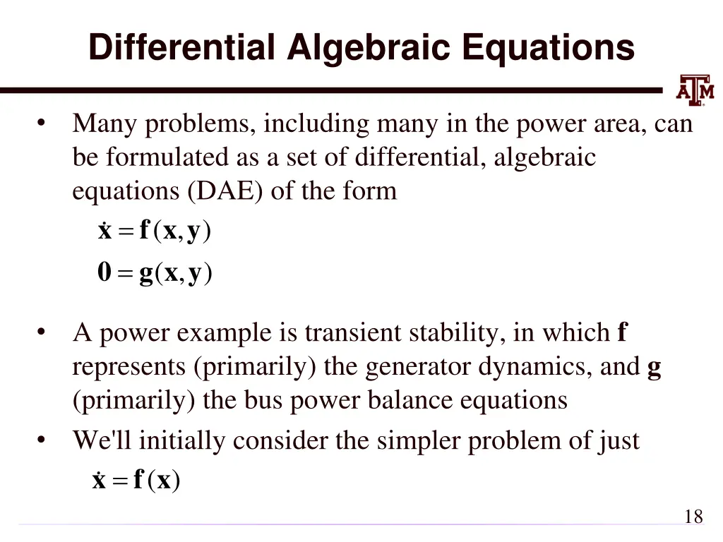 differential algebraic equations