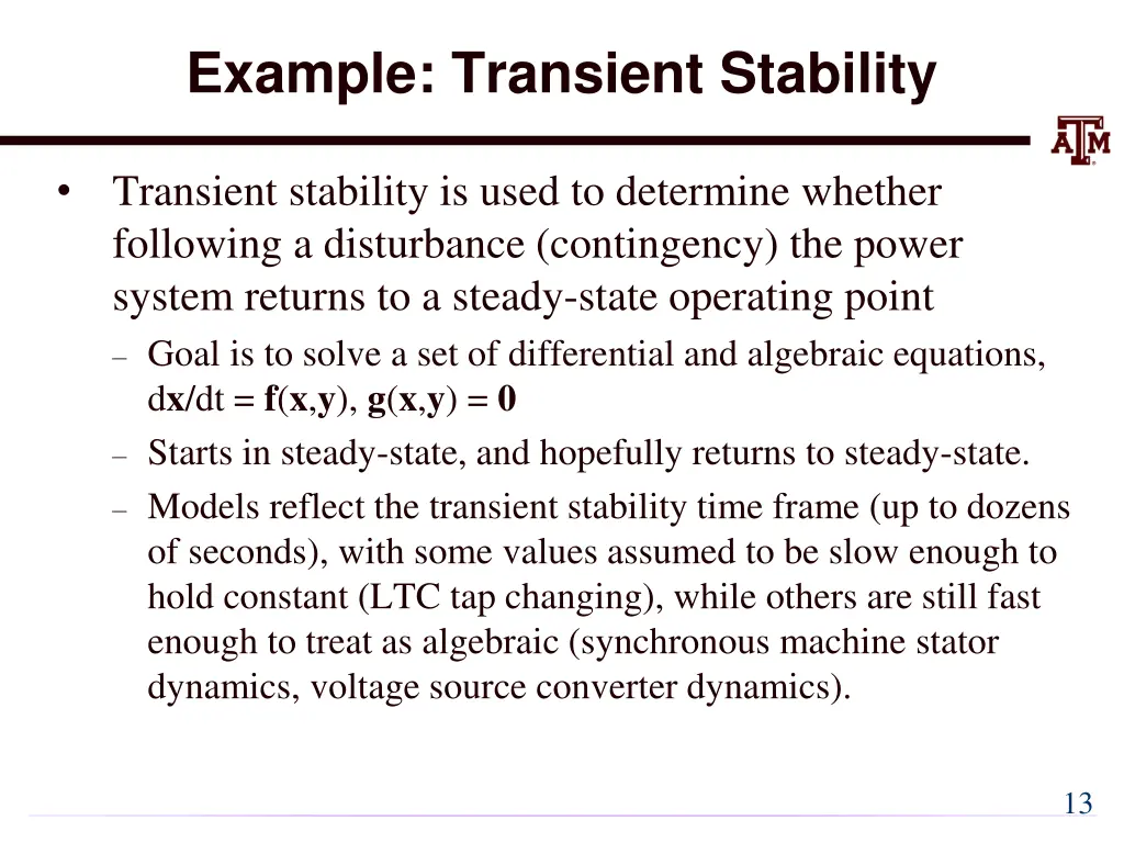 example transient stability